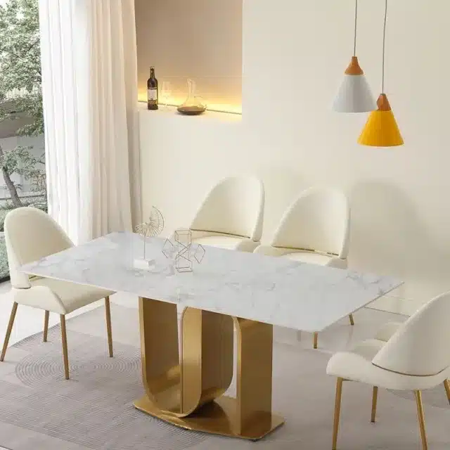 Modern Dining Table: Radiant Gold Elegant Set for Every Occasion https://silkretail.com