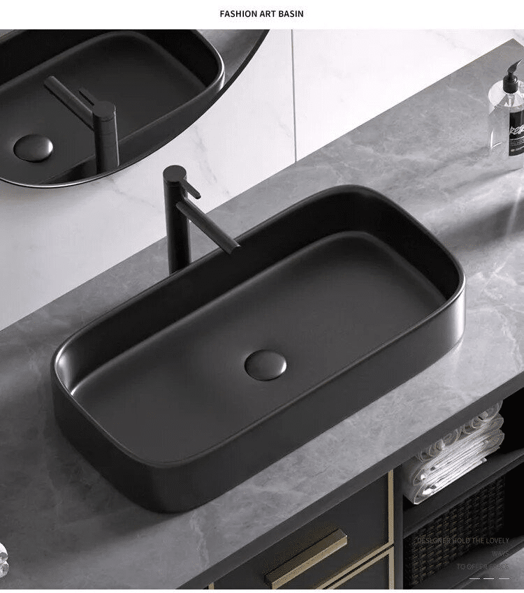 The Matte Black High-Quality Ceramic Wash Basin for Your Bathroom